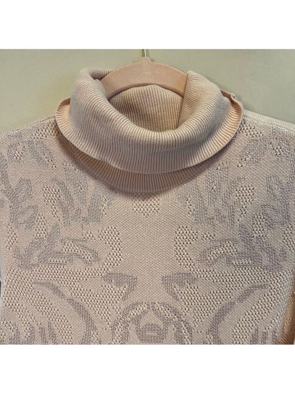 Chico's Sleeveless Pink Cowl Neck Sweater with Jacquard Design - Picture 4 of 5